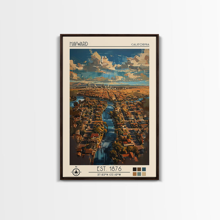 Hayward Travel Poster, Canvas Print, Retro Wall Art, Travel Print, Wanderlust Gift, Vintage City Poster, Gallery Wall Set, Art Print