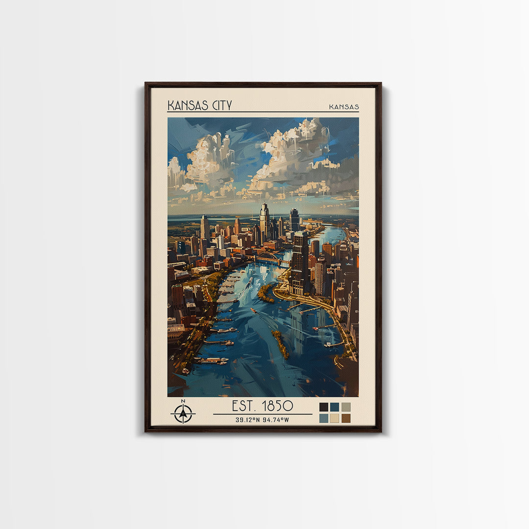 Kansas City Missouri Travel Poster, Canvas Print, Retro Travel Poster, City Wall Art, Vintage Posters, Landscape Art, Fine Art Print
