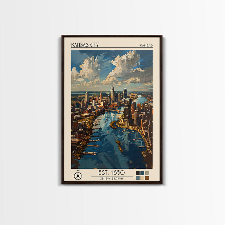 Kansas City Missouri Travel Poster, Canvas Print, Retro Travel Poster, City Wall Art, Vintage Posters, Landscape Art, Fine Art Print
