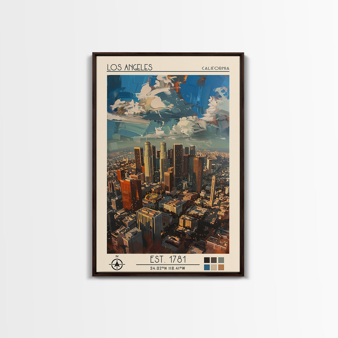Los Angeles Travel Poster, Canvas Print, Retro Travel Poster, City Wall Art, Vintage Travel Art, Mid Century Wall Art, Travel Prints
