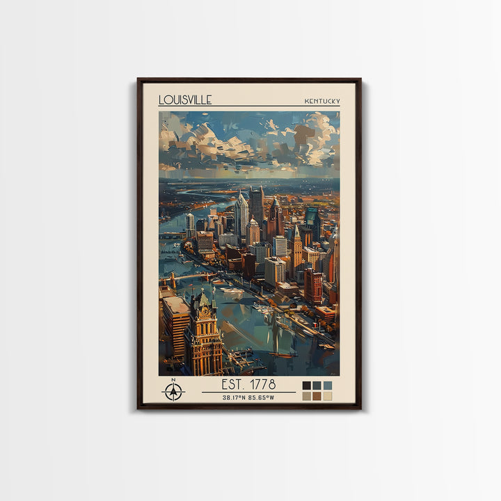 Louisville Travel Poster, Canvas Print, Poster Print, Travel Wall Art, City Illustration, Mid Century Wall Art, Living Room Wall Art
