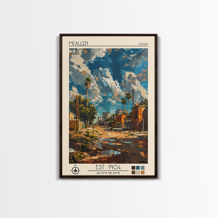 McAllen Travel Poster, Canvas Print, Retro Travel Poster, City Wall Art, City Travel Poster, Mid Century Wall Art, City Illustration