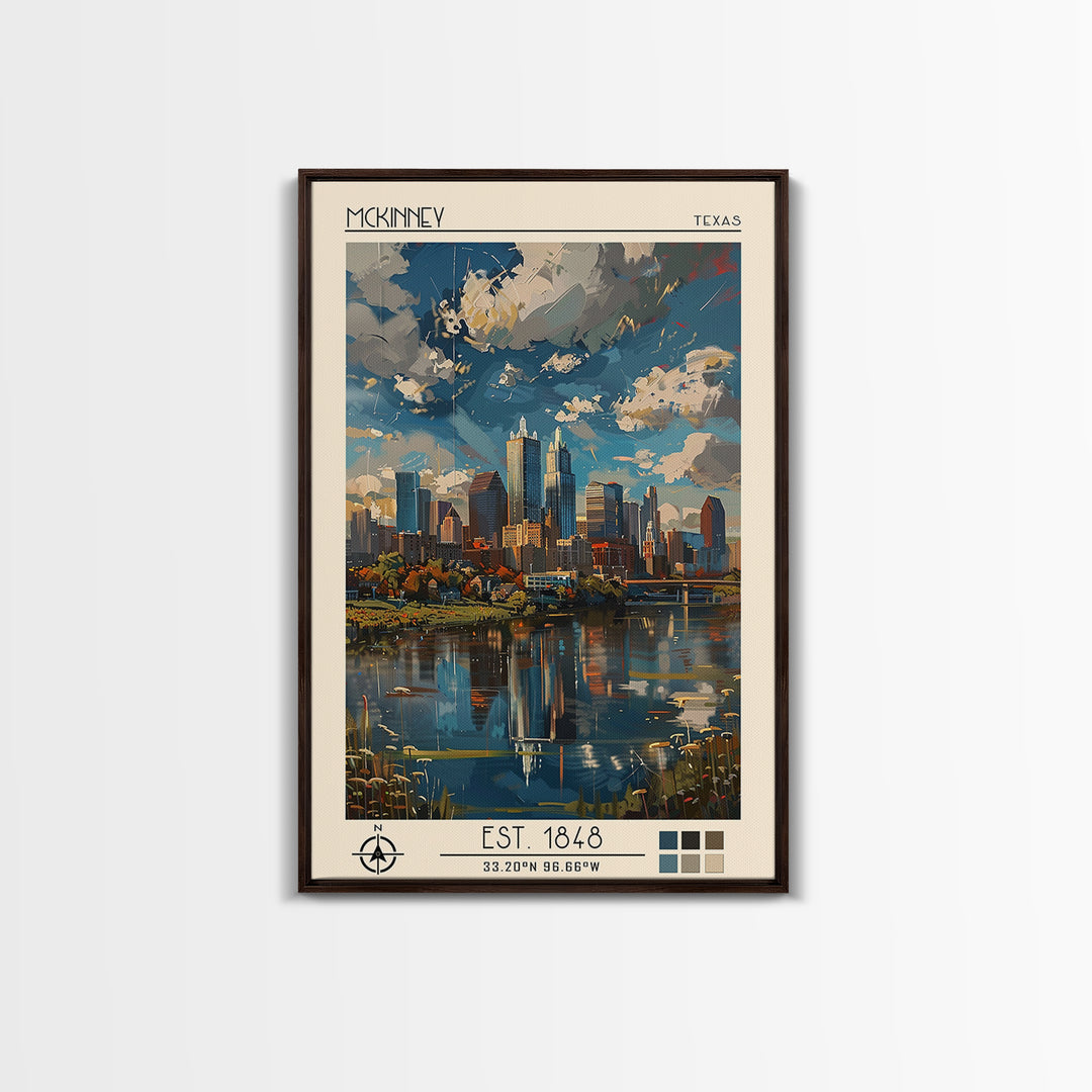 McKinney Travel Poster, Framed Canvas Print, City Travel Poster, Vintage City Poster, City Art Print, Wanderlust Gift, City Wall Art
