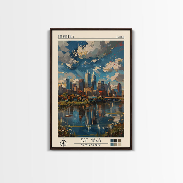 McKinney Travel Poster, Framed Canvas Print, City Travel Poster, Vintage City Poster, City Art Print, Wanderlust Gift, City Wall Art