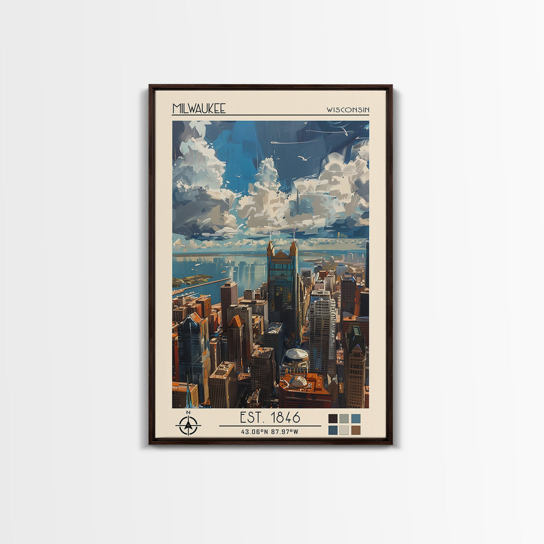 Milwaukee Travel Poster, Canvas Print, Travel Wall Art, City Wall Art, Vintage Travel Print, Retro Travel Print, Retro Travel Poster