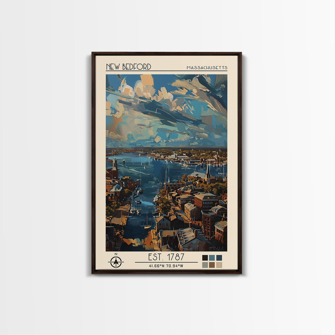 New Bedford Travel Poster, Framed Canvas Print, Travel Art Print, Modern Wall Decor, Home Office Decor, Fine Art Print, Poster Print