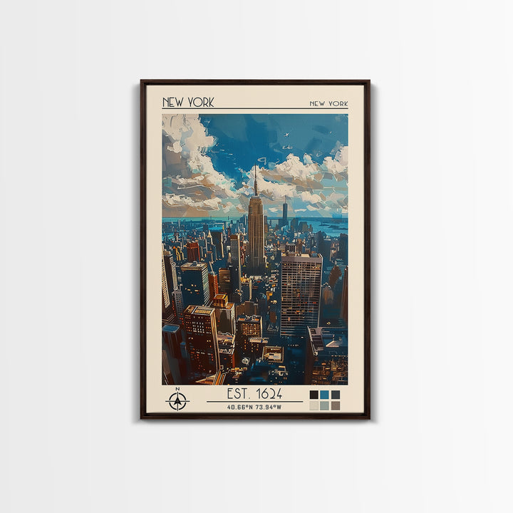 New York Travel Poster, Framed Canvas Print, Travel Wall Art, City Wall Art, Retro Travel Poster, Retro Travel Print, Retro Wall Art