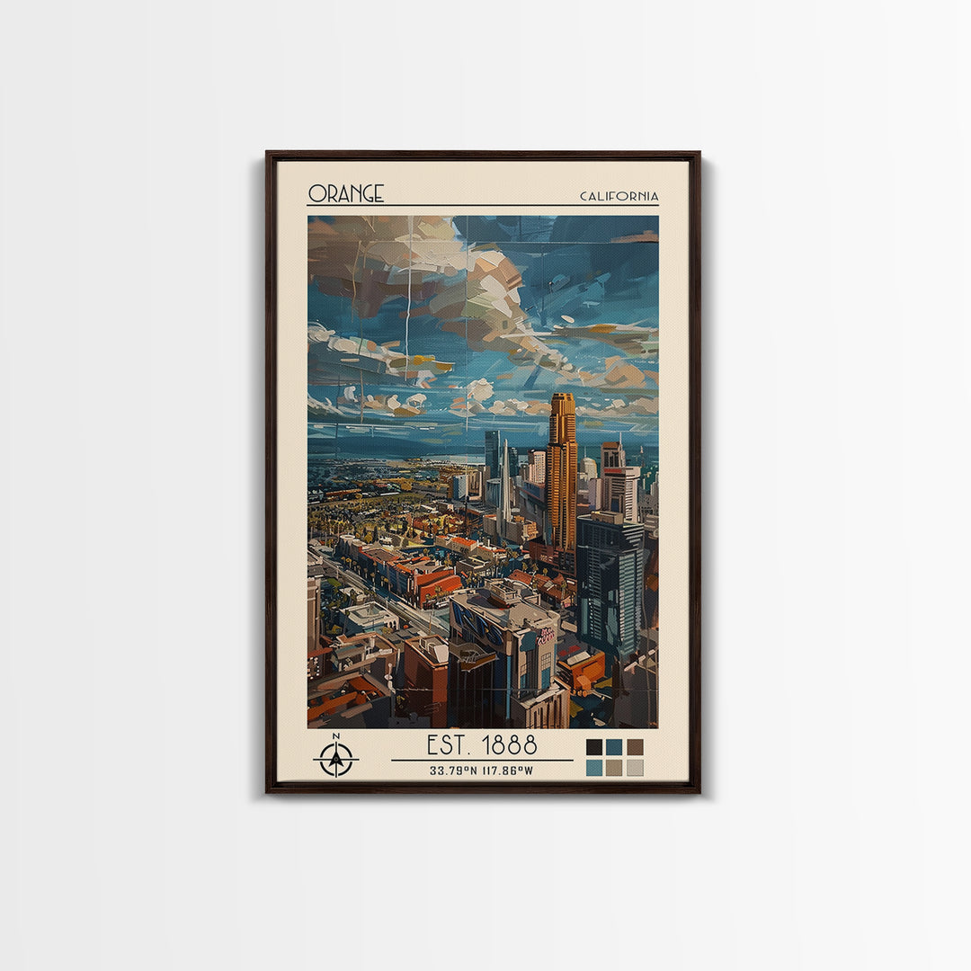 Orange Travel Poster, Canvas Print, Retro Travel Poster, City Wall Art, Vintage Travel, Travel Wall Art, Landscape Art, Poster Print
