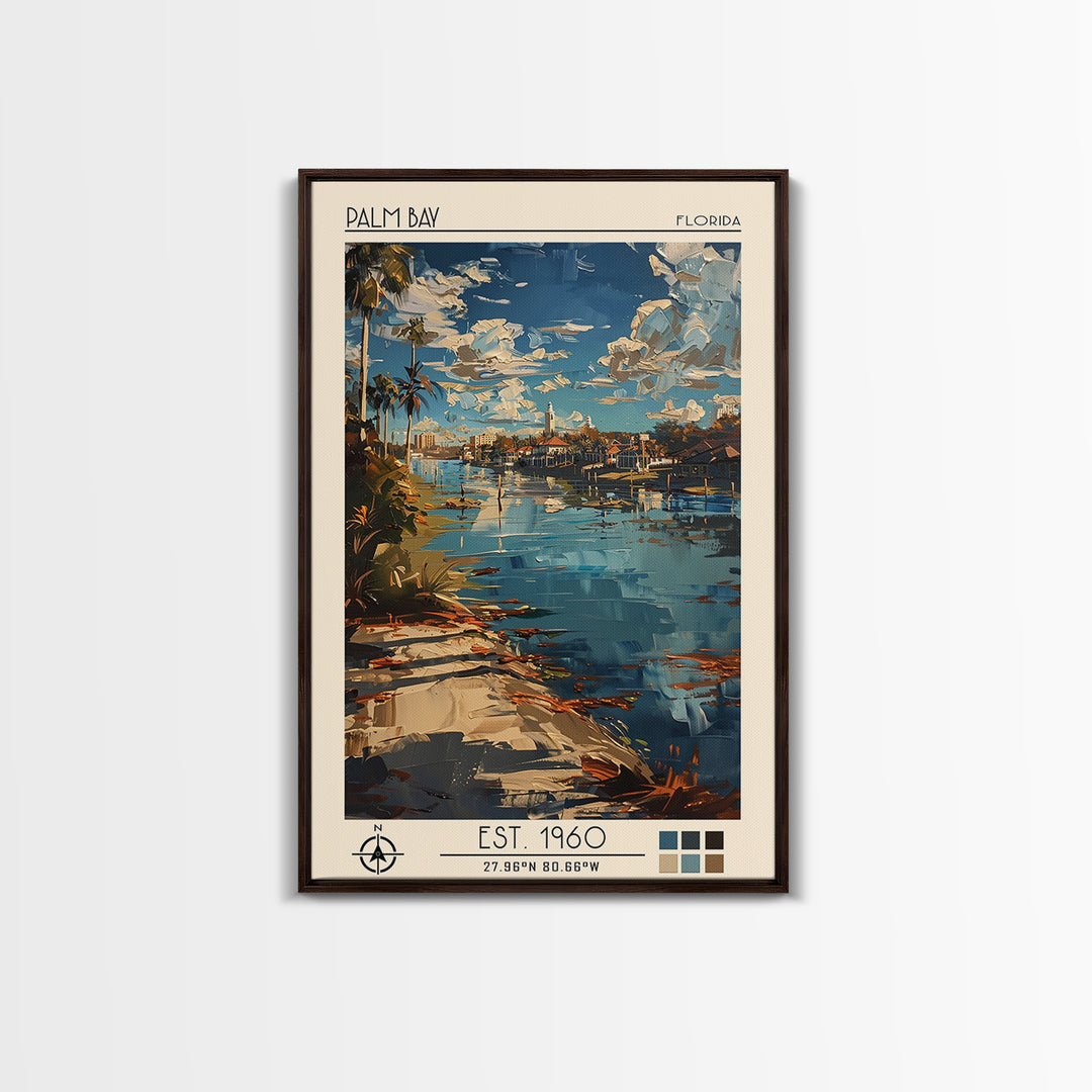 Palm Bay Travel Poster, Canvas Print, City Art Print, Travel Wall Art, Travel Prints, Minimalist Poster, Poster Art, Wanderlust Gift