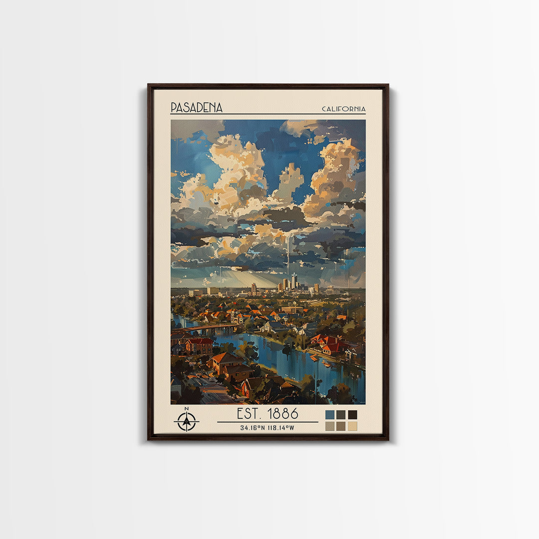 Pasadena Texas Travel Poster, Framed Canvas Print, Poster Print, Travel Wall Art, Retro Travel Poster, Art Print, City Travel Poster