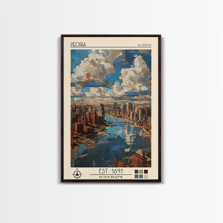 Peoria Illinois Travel Poster, Canvas Print, Vintage Travel Print, City Wall Art, Vintage Poster, Vintage Travel, Vintage Travel Art