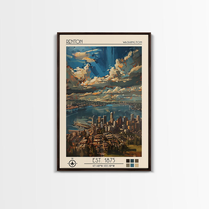 Renton Travel Poster, Canvas Print, City Art Print, Travel Wall Art, Fine Art Print, Landscape Art, Retro Wall Art, Gallery Wall Set