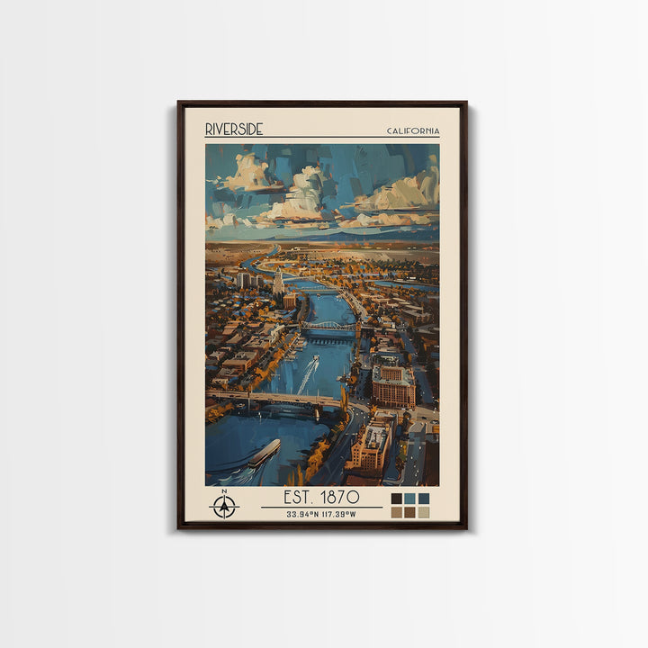 Riverside Travel Poster, Canvas Print, Travel Wall Decor, Minimalist Poster, Home Decor, City Wall Art, Art Print, Home Office Decor