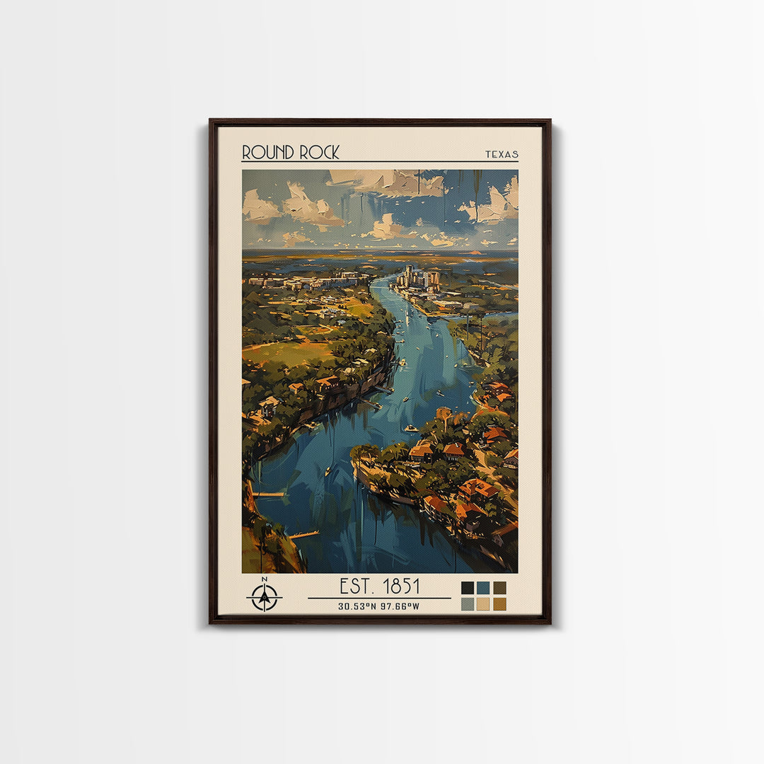 Round Rock Travel Poster, Canvas Print, Travel Prints, Landscape Art, Colorful Wall Art, Poster Print, Poster Art, Travel Wall Decor