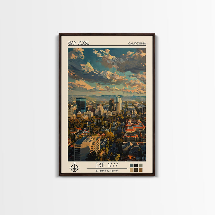 San Jose Travel Poster, Canvas Print, Retro Travel Poster, City Wall Art, Retro Wall Art, Vintage Travel Print, Living Room Wall Art