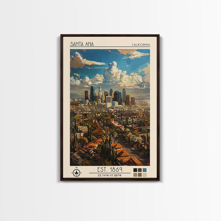 Santa Ana Travel Poster, Framed Canvas Print, City Art Print, Travel Wall Art, Wanderlust Gift, Vintage Travel Print, Vintage Poster