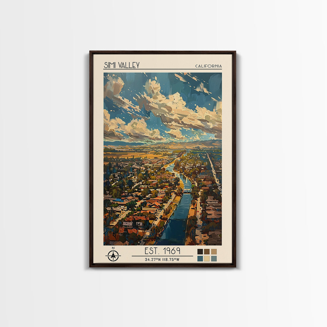 Simi Valley Travel Poster, Framed Canvas Print, City Art Print, Travel Wall Art, Living Room Wall Art, Retro Travel Poster, Wall Art
