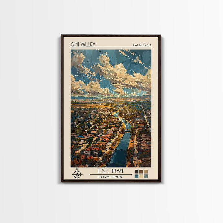 Simi Valley Travel Poster, Framed Canvas Print, City Art Print, Travel Wall Art, Living Room Wall Art, Retro Travel Poster, Wall Art