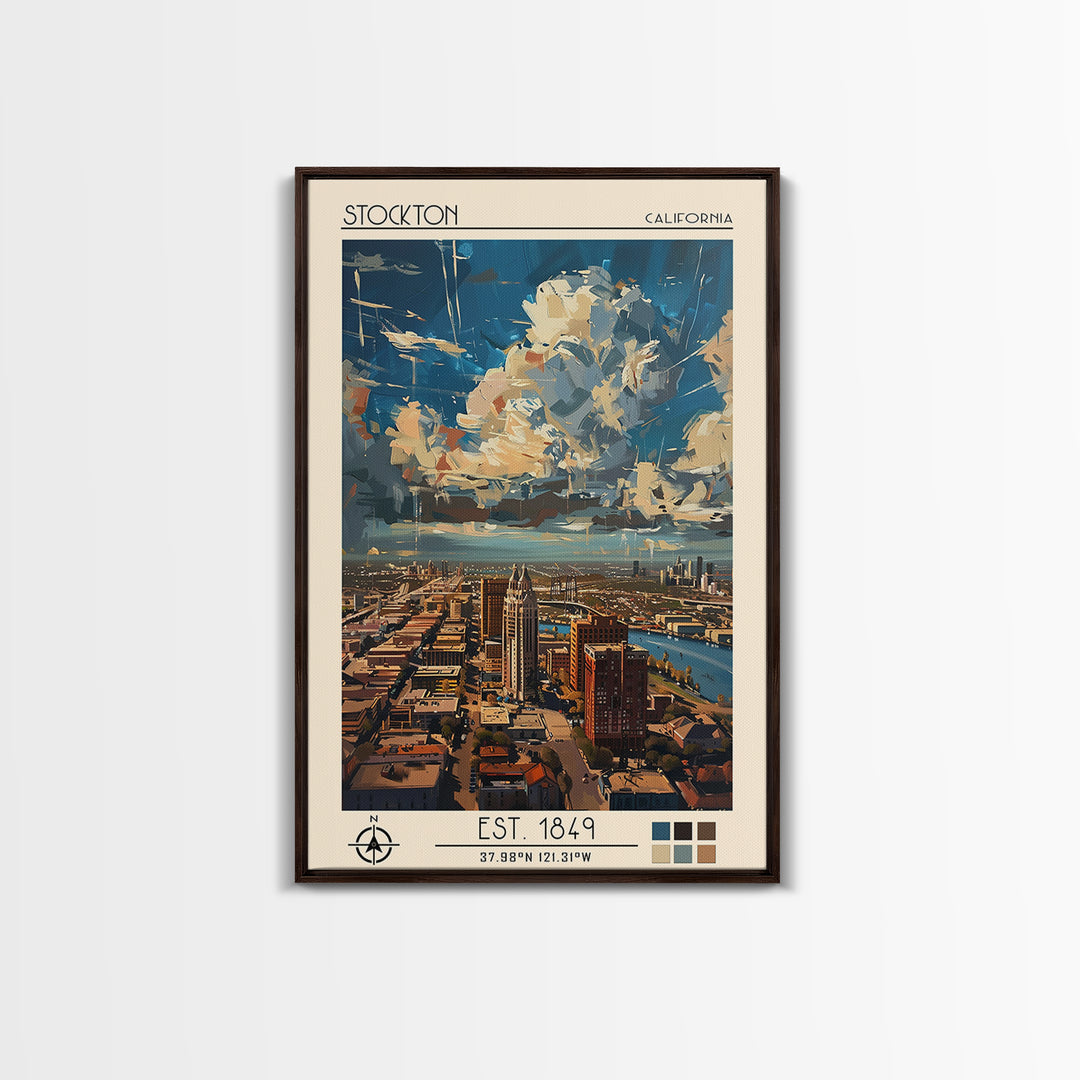 Stockton Travel Poster, Canvas Print, Travel Art Print, Modern Wall Decor, Travel Prints, City Wall Art, Landscape Art, Travel Decor