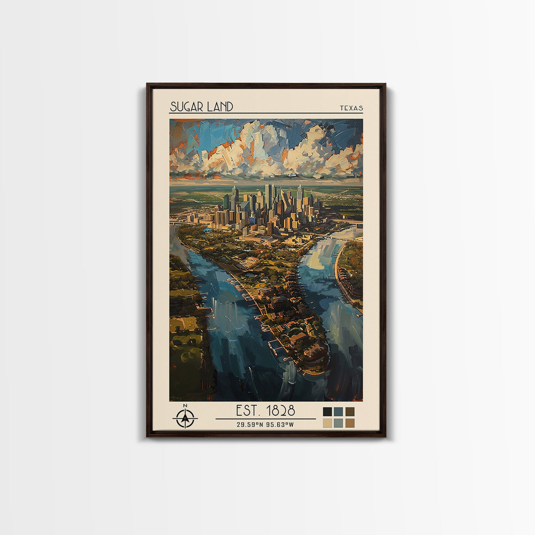Sugar Land Travel Poster, Canvas Print, City Travel Poster, Travel Wall Decor, Art Print, Landscape Art, Travel Wall Art, Poster Art