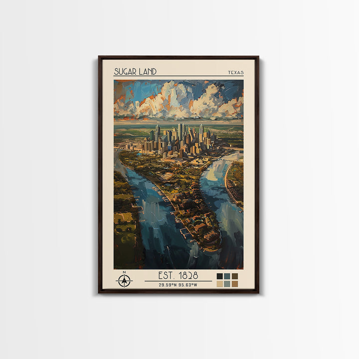 Sugar Land Travel Poster, Canvas Print, City Travel Poster, Travel Wall Decor, Art Print, Landscape Art, Travel Wall Art, Poster Art