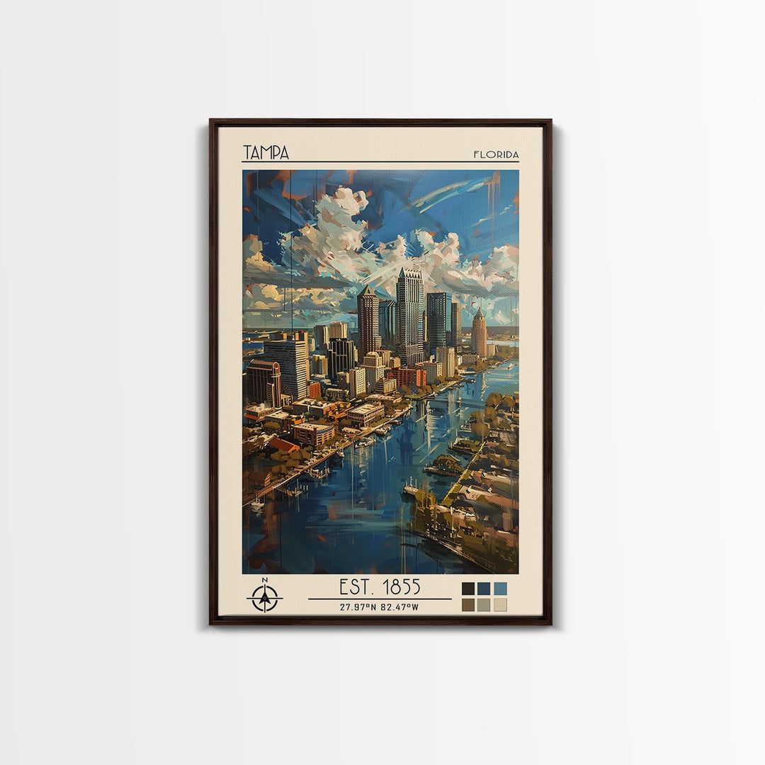 Tampa Travel Poster, Canvas Print, City Travel Poster, Vintage City Poster, Living Room Wall Art, City Art Print, Vintage Travel Art