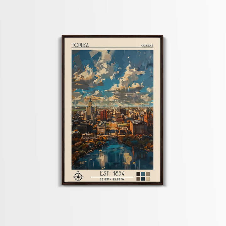 Topeka Travel Poster, Framed Canvas Print, City Travel Poster, Travel Wall Decor, Fine Art Print, Poster Art, Wall Art, Travel Print