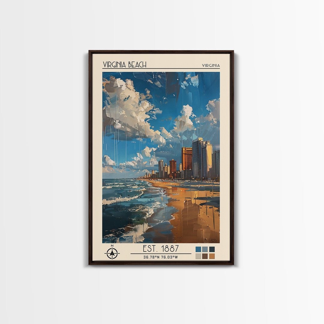 Virginia Beach Travel Poster, Canvas Print, City Art Print, Travel Wall Art, Vintage Poster, City Travel Poster, Vintage City Poster