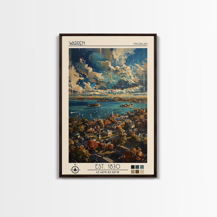 Warren Travel Poster, Framed Canvas Print, Retro Wall Art, Travel Print, Poster Art, Wanderlust Gift, Travel Decor, Gallery Wall Set