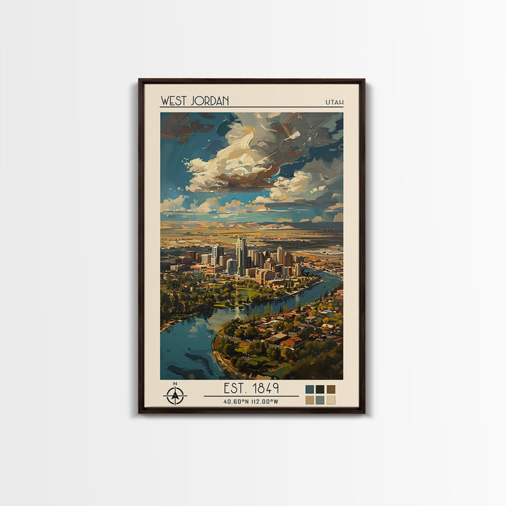 West Jordan Travel Poster, Canvas Print, City Travel Poster, Travel Wall Art, Travel Print, Travel Posters, Vintage Poster, Wall Art