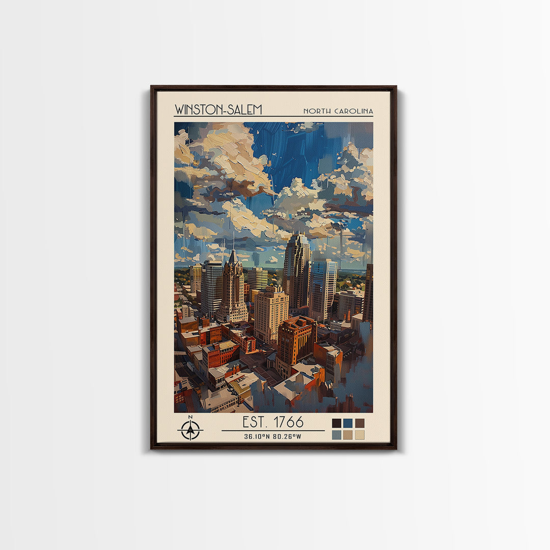 Winston-Salem Travel Poster, Canvas Print, City Art Print, Travel Wall Art, City Travel Poster, Home Office Decor, Travel Wall Decor