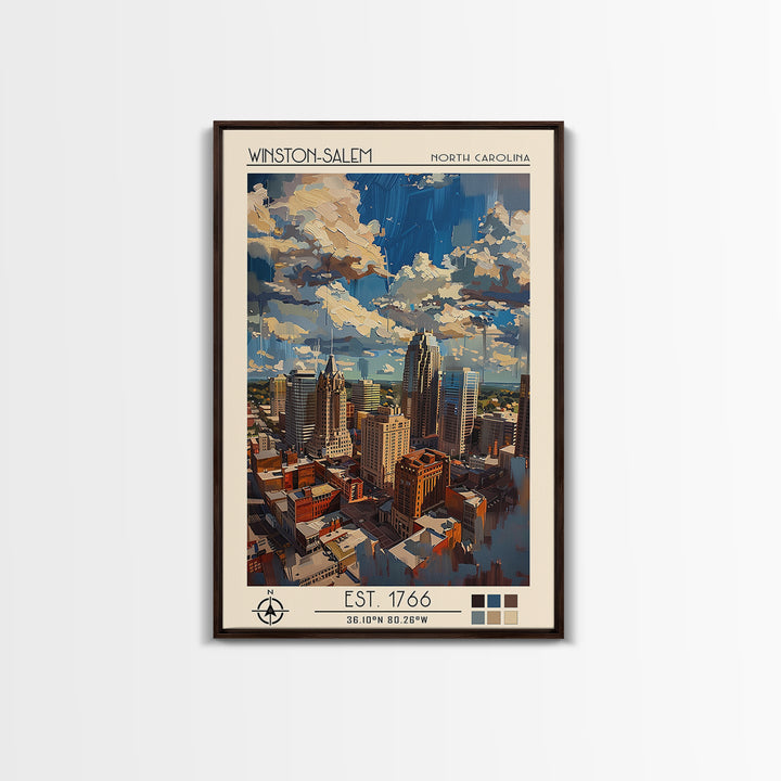 Winston-Salem Travel Poster, Canvas Print, City Art Print, Travel Wall Art, City Travel Poster, Home Office Decor, Travel Wall Decor
