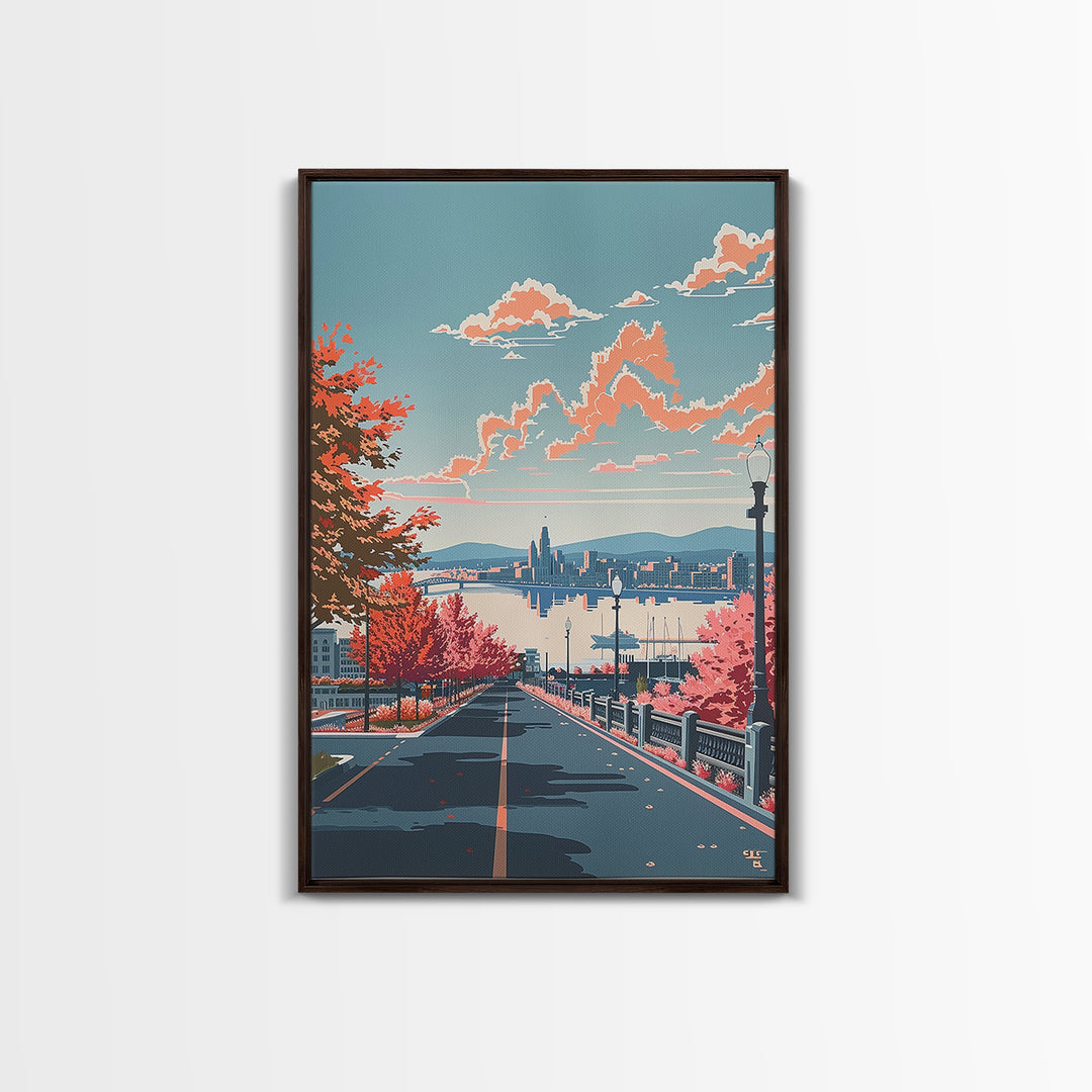 Albany Travel Poster, Framed Canvas Print, Retro Wall Art, Travel Print, Modern Wall Decor, Travel Wall Art, Wall Art, City Wall Art