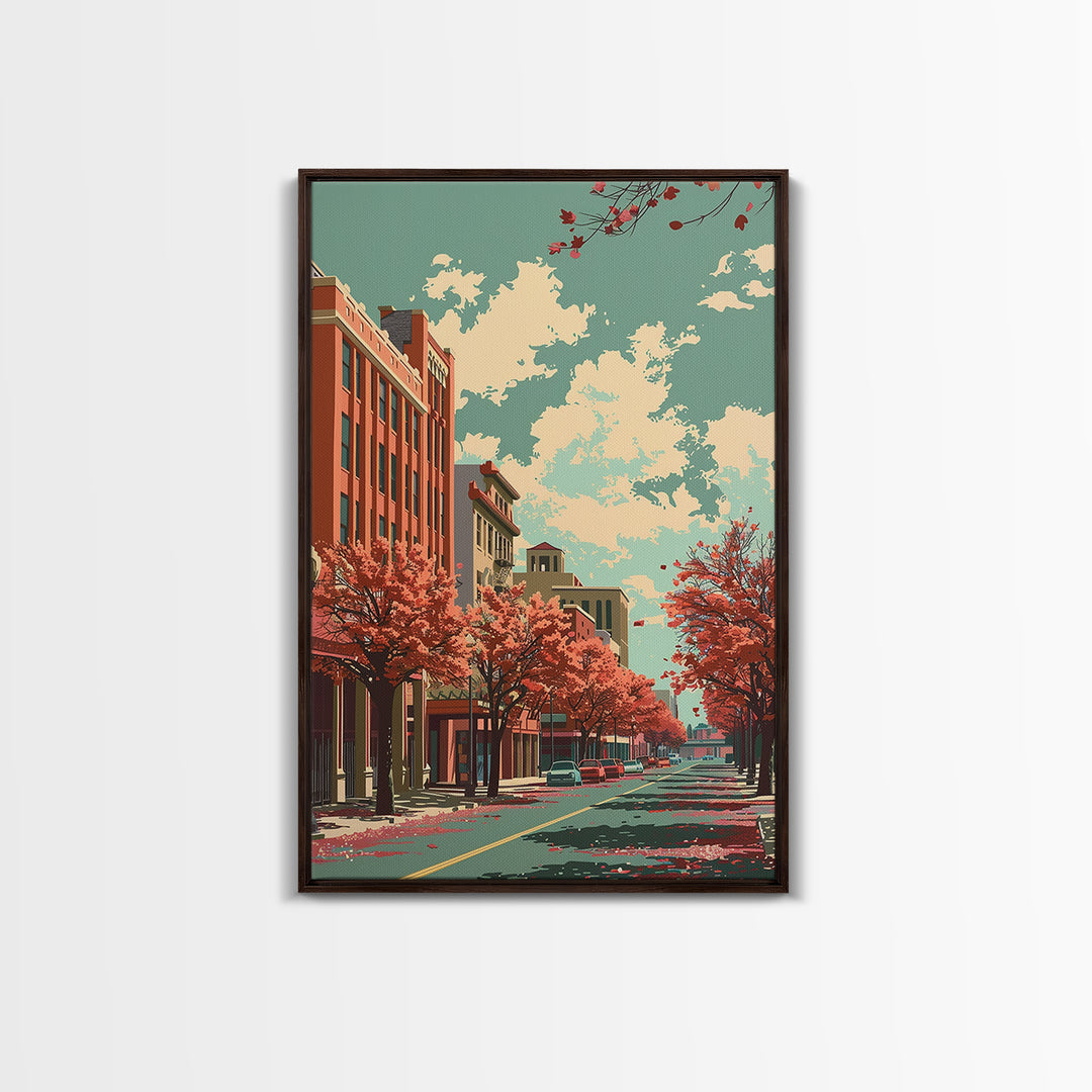 Amarillo Travel Poster, Framed Canvas Print, Retro Travel Poster, City Wall Art, Retro Travel Print, Vintage Travel, Vintage Posters