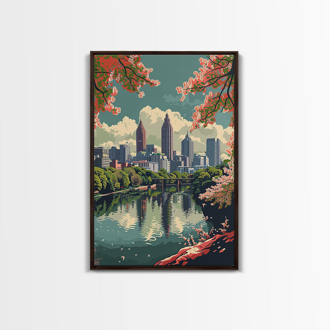 Atlanta Travel Poster, Framed Canvas Print, City Travel Poster, Travel Wall Decor, Travel Decor, Retro Travel Poster, Fine Art Print