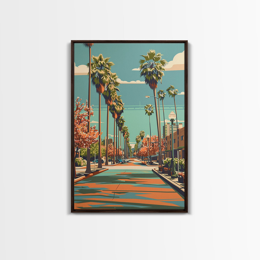 Bakersfield Travel Poster, Framed Canvas Print, Travel Wall Decor, Minimalist Poster, Art Print, Travel Wall Art, City Travel Poster