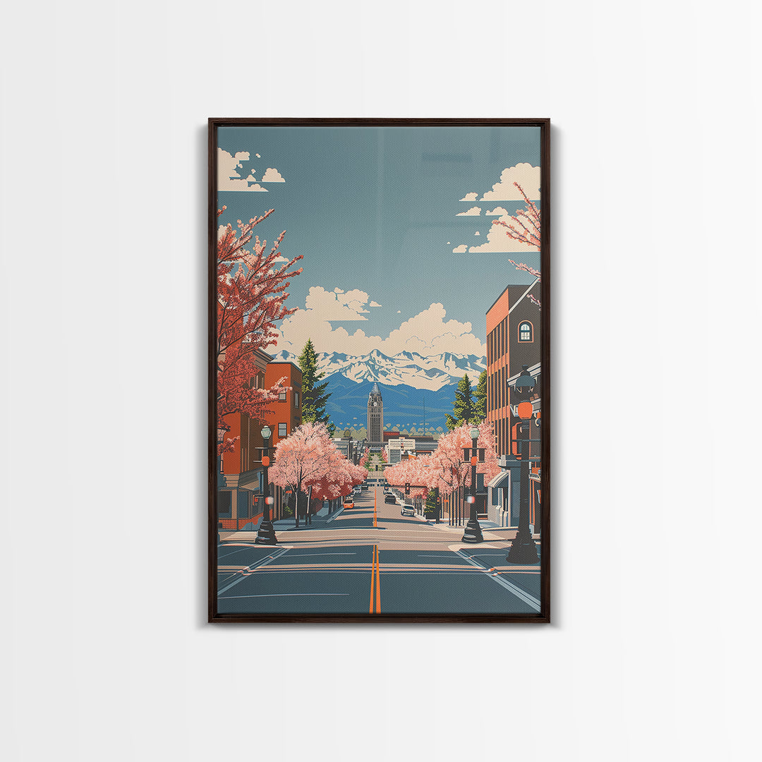 Billings Travel Poster, Framed Canvas Print, Travel Prints, Landscape Art, Living Room Wall Art, Travel Art Print, Home Office Decor