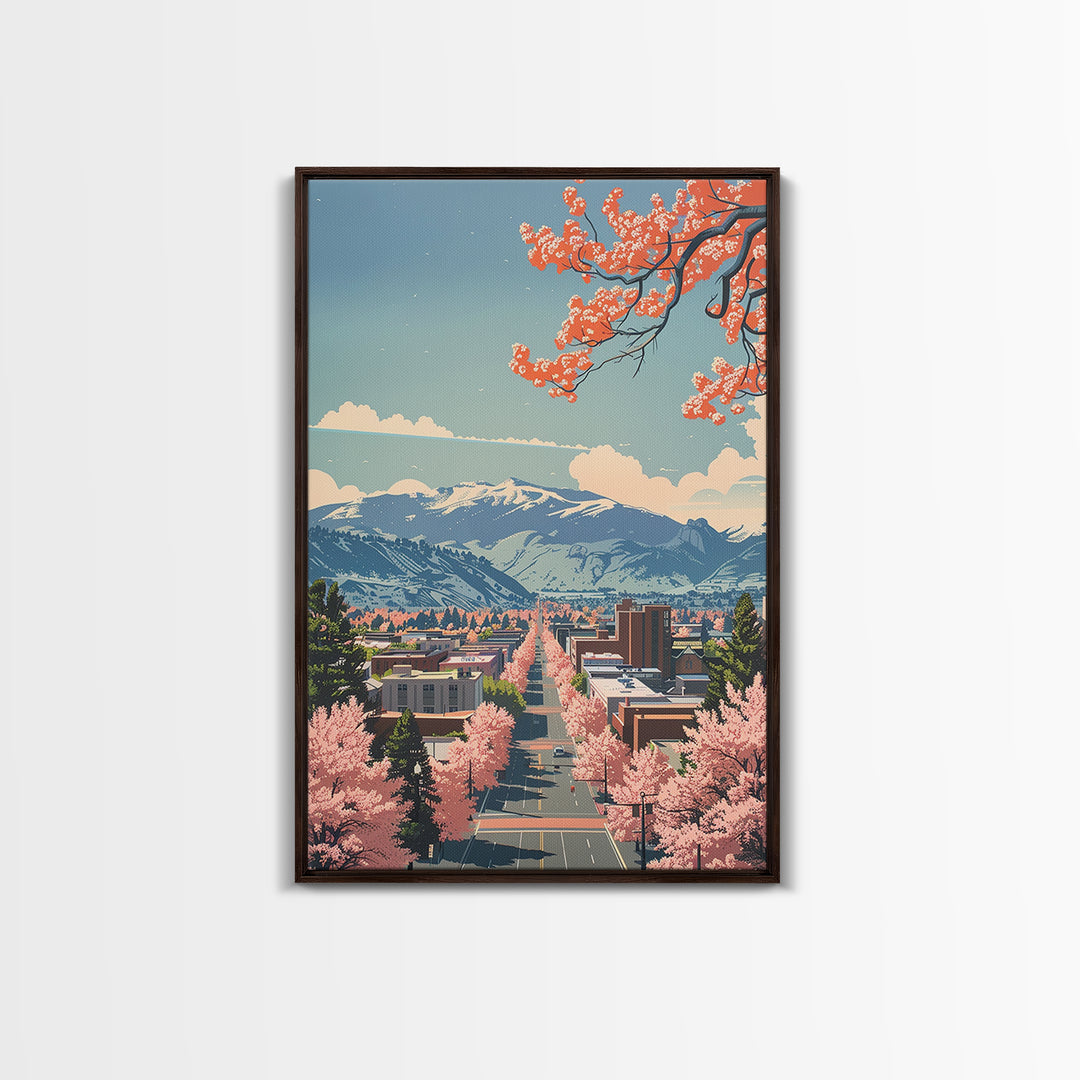 Boulder Travel Poster, Framed Canvas Print, Retro Wall Art, Travel Print, Modern Wall Decor, Travel Wall Decor, Living Room Wall Art