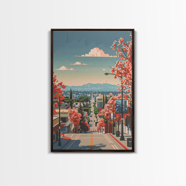 Burbank Travel Poster, Canvas Print, Travel Prints, Landscape Art, Home Decor, City Wall Art, Travel Wall Decor, Retro Travel Poster