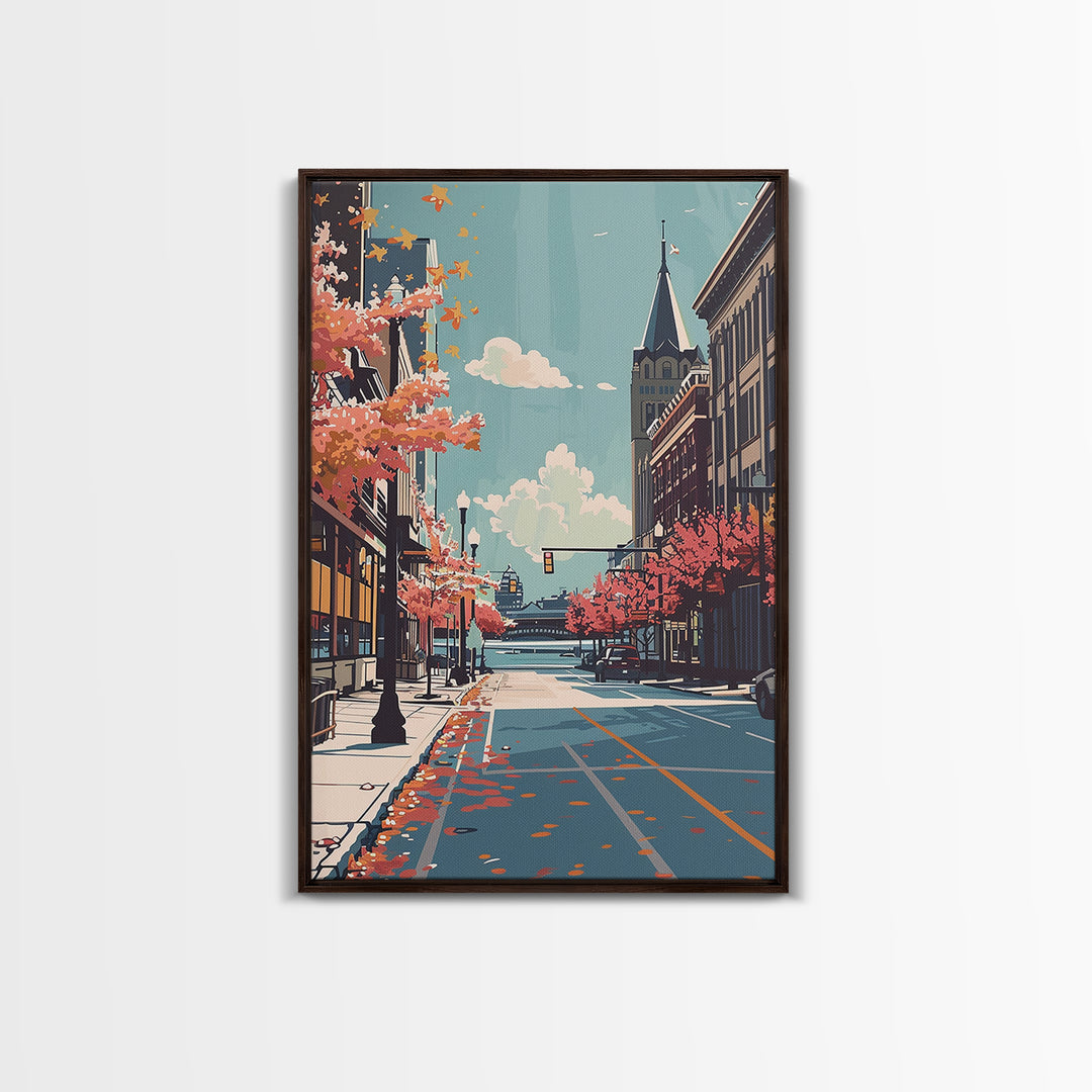 Cedar Rapids Travel Poster, Canvas Print, Travel Wall Art, City Wall Art, Minimalist Poster, City Illustration, Living Room Wall Art