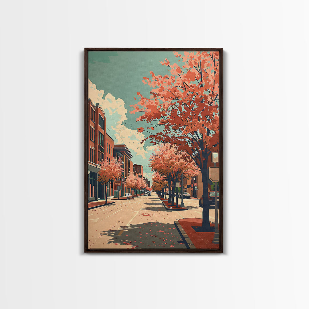 Clarksville Travel Poster, Framed Canvas Print, Travel Prints, Landscape Art, Mid Century Wall Art, Retro Wall Art, Gallery Wall Set