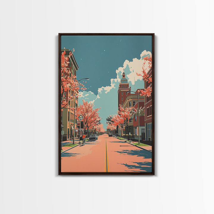 College Station Travel Poster, Framed Canvas Print, Travel Prints, Landscape Art, Living Room Wall Art, City Art Print, Travel Decor