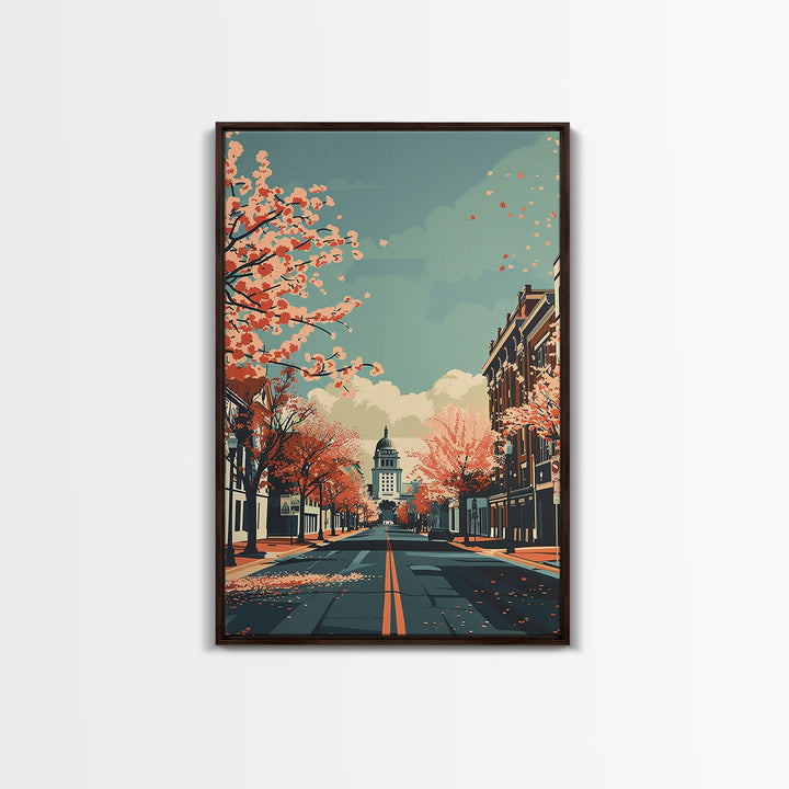 Columbia Missouri Travel Poster, Canvas Print, Travel Wall Art, City Wall Art, Retro Travel Print, Fine Art Print, Colorful Wall Art