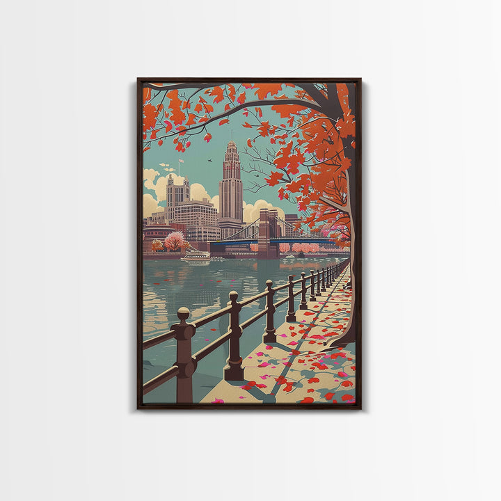 Columbus Travel Poster, Canvas Print, Travel Wall Art, City Wall Art, Travel Prints, Poster Print, Travel Posters, Home Office Decor