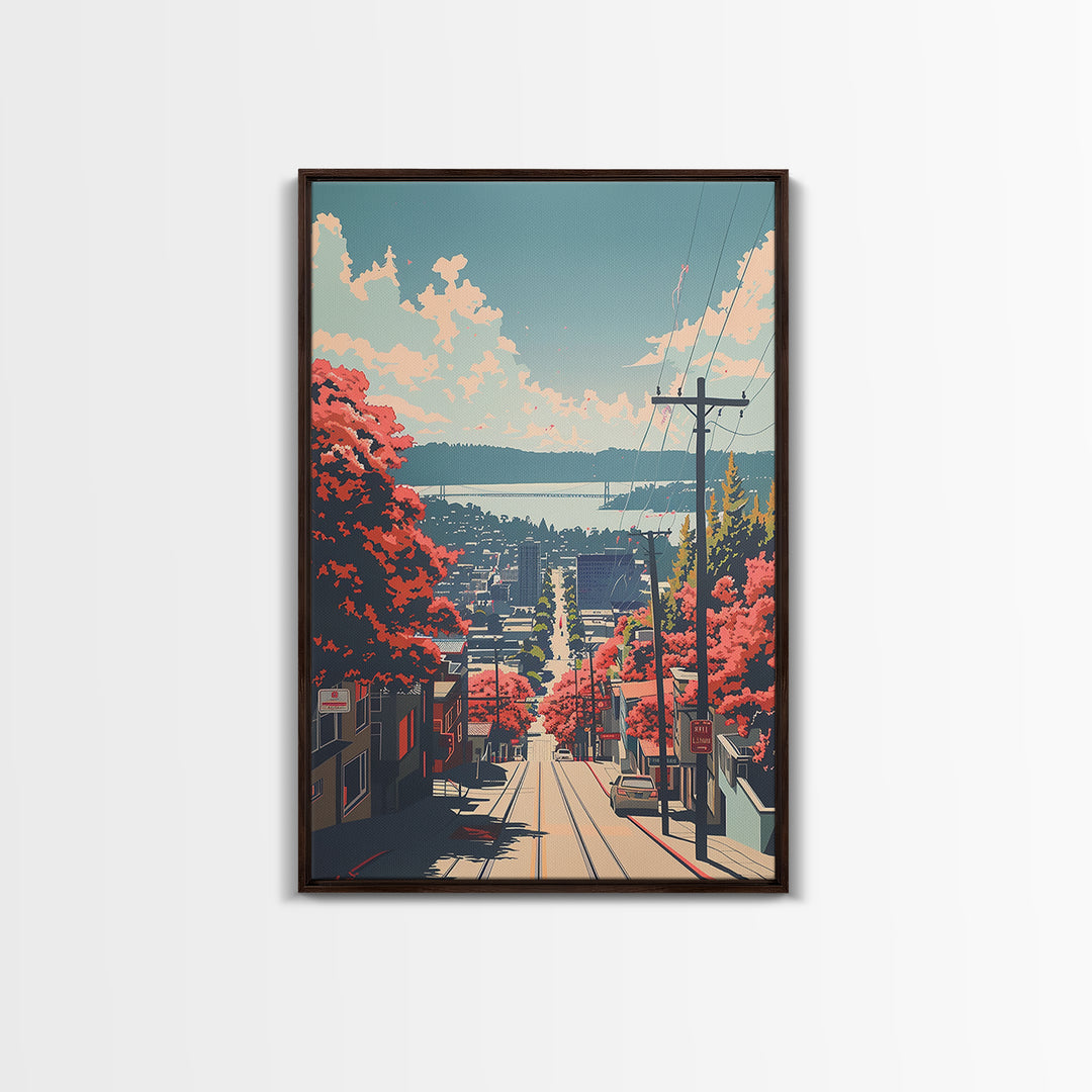 Daly City Travel Poster, Framed Canvas Print, Retro Travel Poster, City Wall Art, Landscape Art, Travel Art Print, Colorful Wall Art