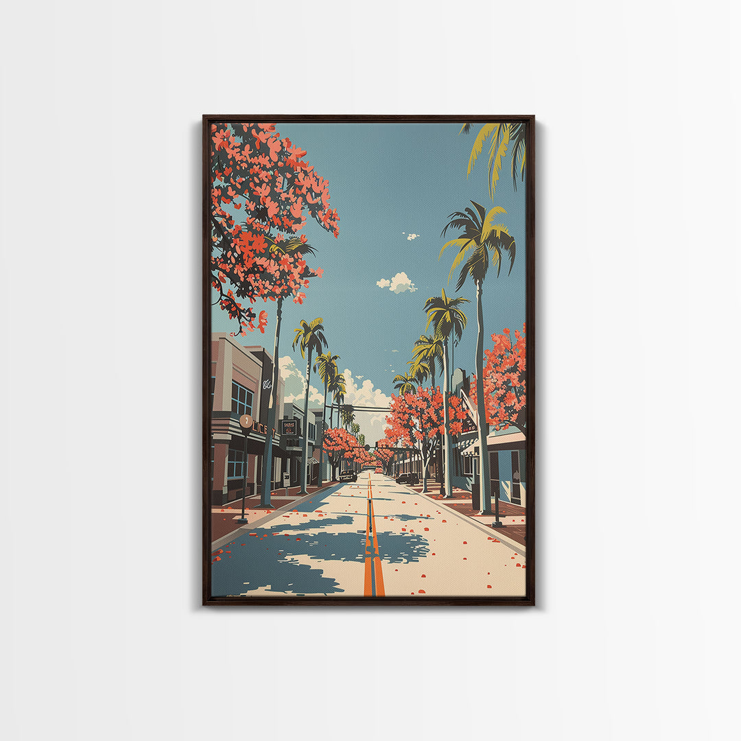 Davie Travel Poster, Framed Canvas Print, Retro Travel Poster, City Wall Art, Retro Travel Print, Wanderlust Gift, City Illustration