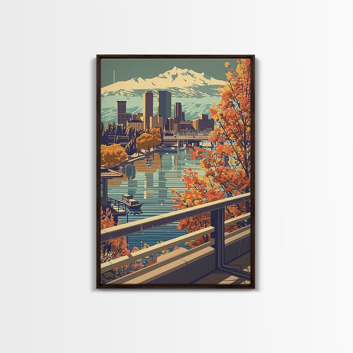 Denver Travel Poster, Framed Canvas Print, Vintage Travel Print, City Wall Art, Gallery Wall Set, Travel Wall Art, Minimalist Poster