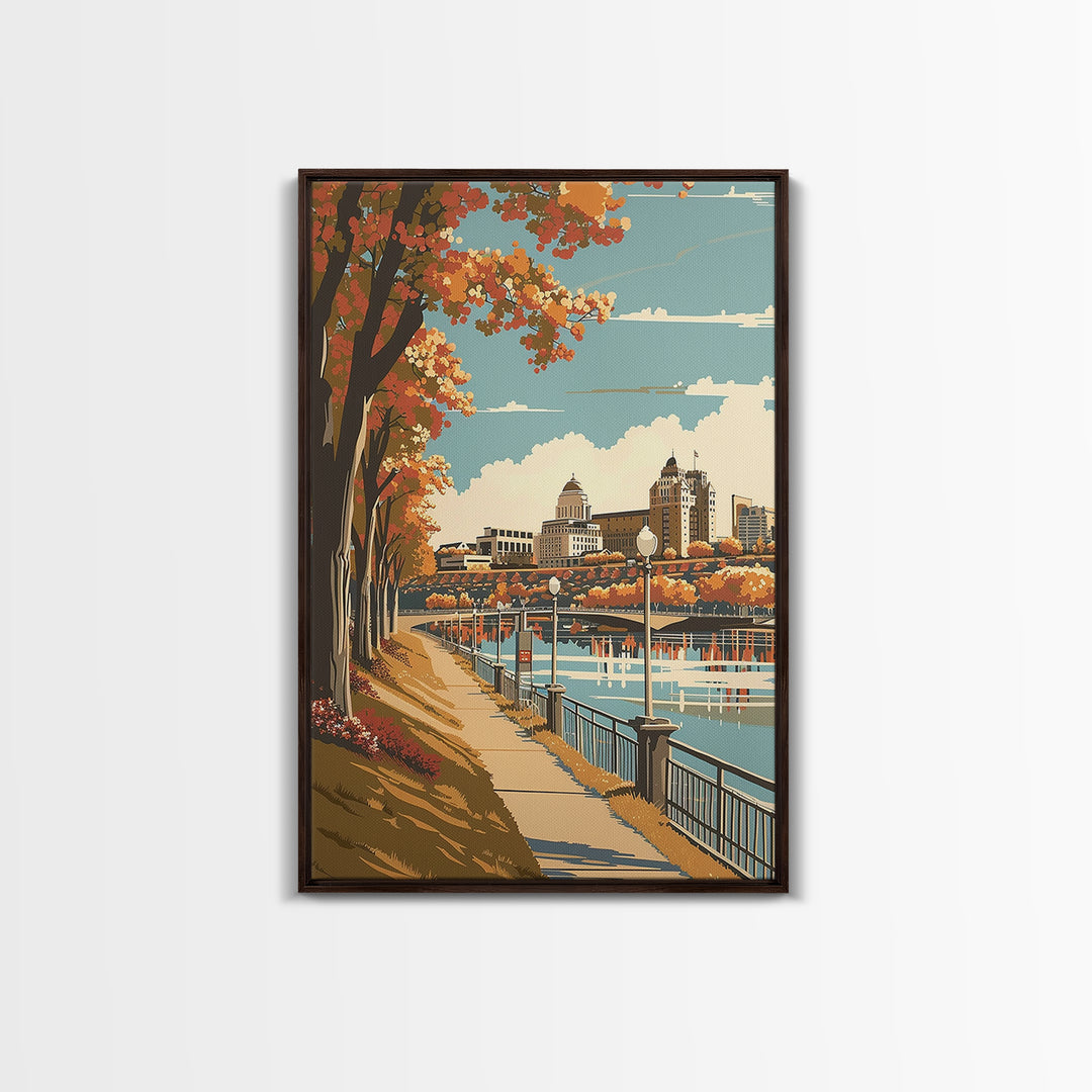 Des Moines Travel Poster, Canvas Print, City Art Print, Travel Wall Art, Minimalist Poster, Travel Prints, Retro Wall Art, Art Print
