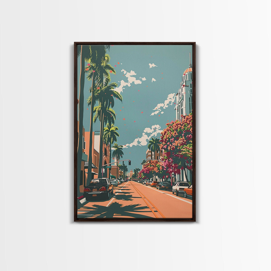 Hollywood Travel Poster, Canvas Print, City Travel Poster, Travel Wall Art, Wanderlust Gift, Minimalist Poster, Living Room Wall Art