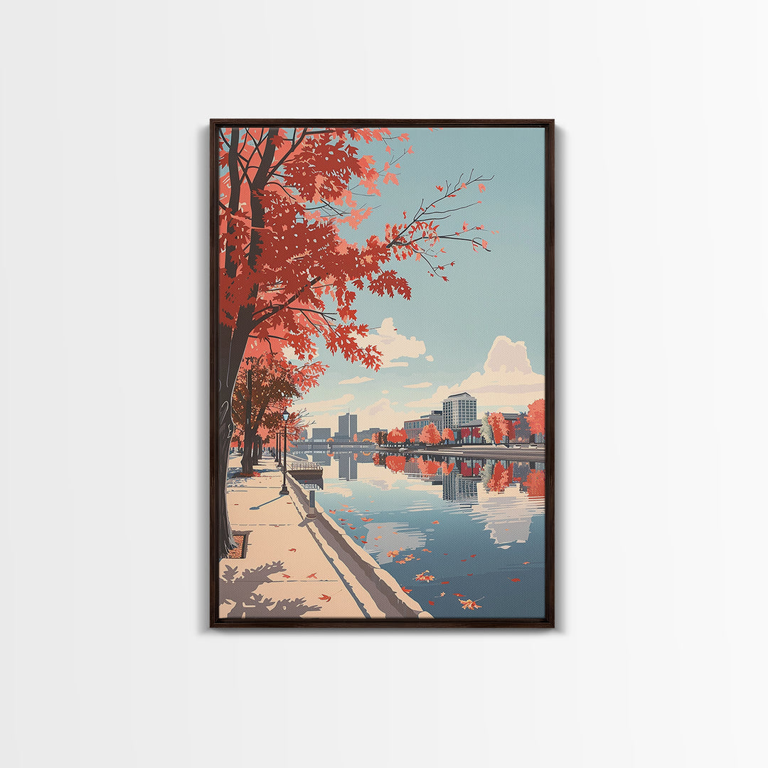 Lansing Travel Poster, Framed Canvas Print, Travel Prints, Landscape Art, Art Print, Gallery Wall Set, Poster Print, Wanderlust Gift